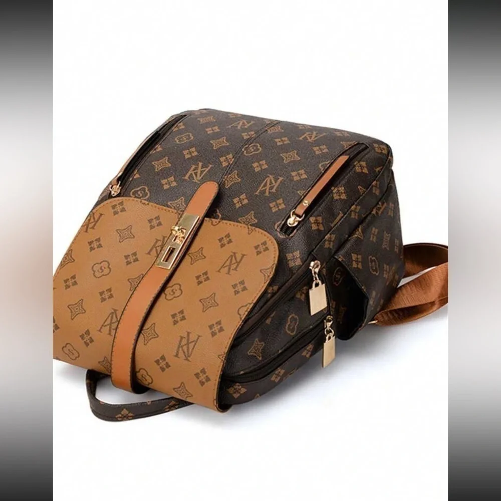 Elegant Women's PU Leather Vintage Flower Patchwork Large Capacity Backp…